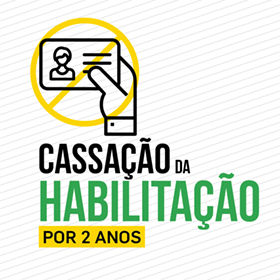 Imagem ilustrada CNH cortada. Com o texto: Cassassão da carteira da habilitação por 2 anos